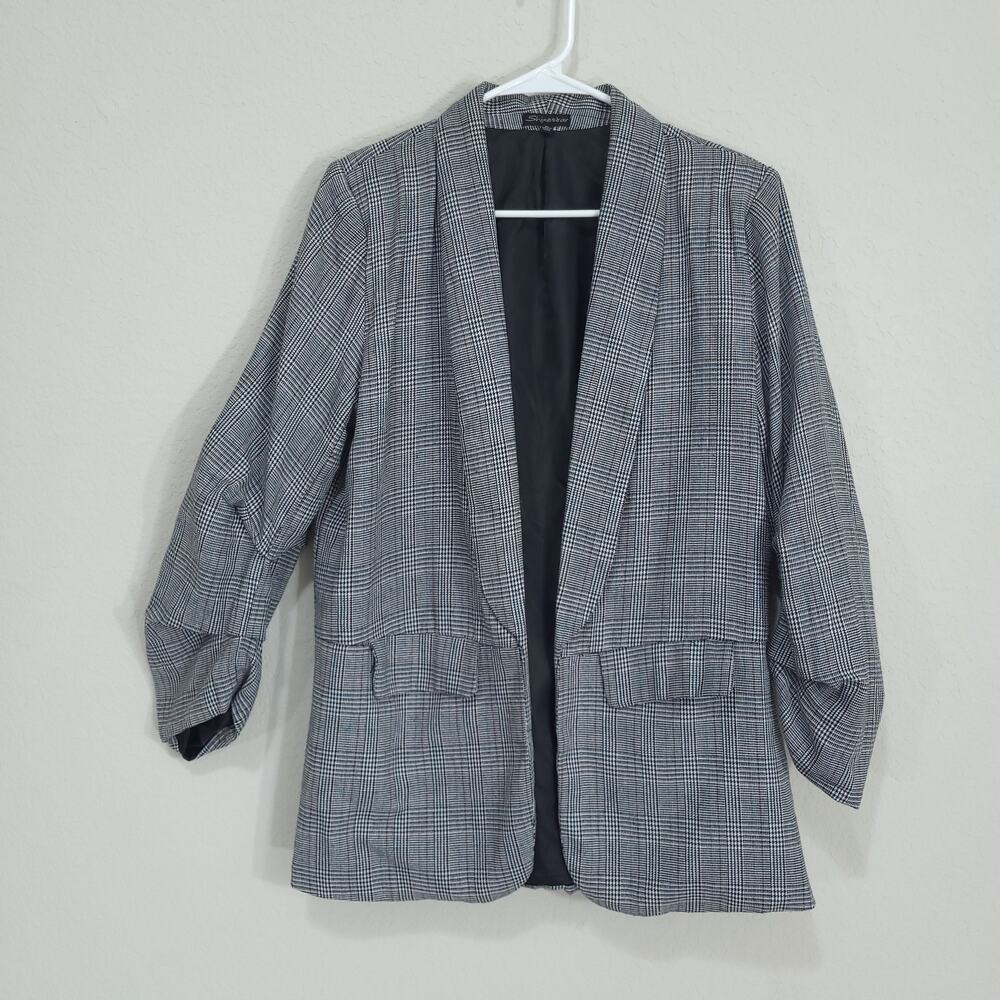 Shinestar Plaid Blazer Womens M / L (READ) Business Casual Office Open Front